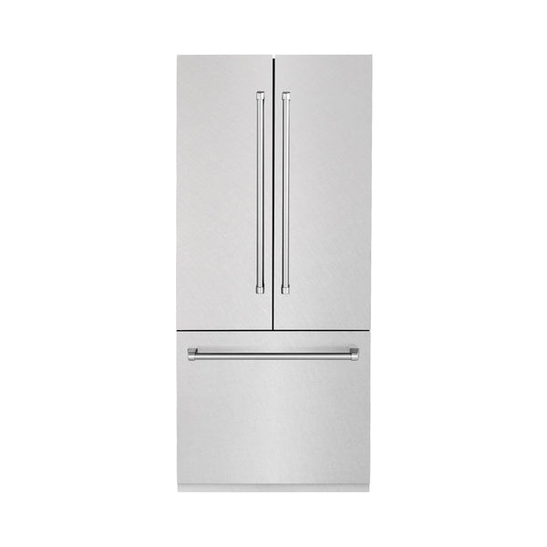ZLINE KITCHEN & BATH 19.6-cu ft Counter-Depth Built-In Bottom-Freezer Refrigerator with Ice Maker ( Satin Stainless Steel ) ENERGY STAR Certified