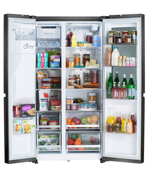 LG 27.1-cu ft Side-by-Side Refrigerator Smart Compatible with Ice Maker ,Water and Ice Dispenser ( PrintProof Black Stainless Steel ) ENERGY STAR Certified