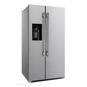 FORNO 20-cu ft Counter-Depth Side-by-Side Refrigerator with Ice Maker ,Water and Ice Dispenser ( Stainless Steel ) ENERGY STAR Certified