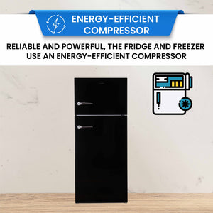ConServ 18-cu ft Counter-Depth Top-Freezer Refrigerator with Ice Maker ( Black )
