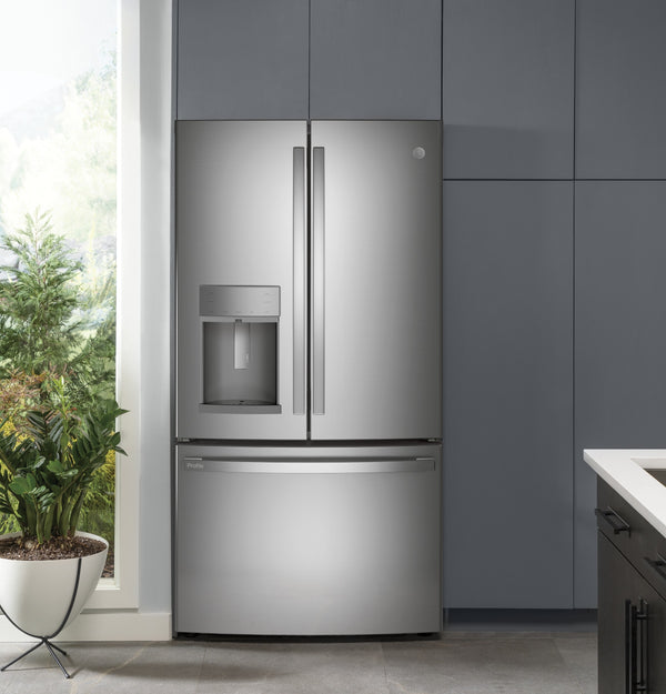 GE Profile Counter-Depth 22.2-cu ft 3 -Door French Door Refrigerator with Ice Maker with Water and Ice Dispenser ( Stainless Steel ) ENERGY STAR Certified