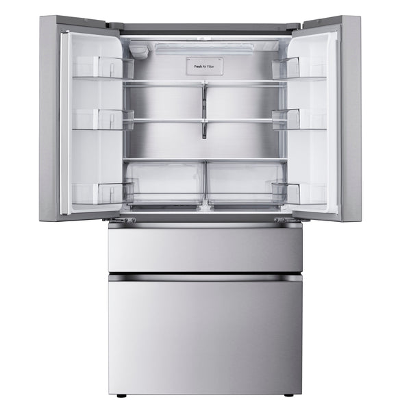 LG Counter-Depth 25.5-cu ft 4 -Door Smart Compatible French Door Refrigerator with Ice Maker with Water Dispenser ( PrintProof Stainless Steel ) ENERGY STAR Certified
