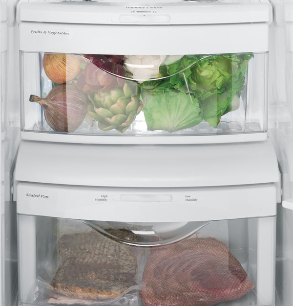 GE 21.9-cu ft Counter-Depth Side-by-Side Refrigerator with Ice Maker ,Water and Ice Dispenser ( Black )