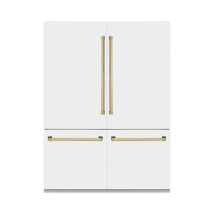 ZLINE KITCHEN & BATH Counter-Depth 32.2-cu ft 4 -Door Built-In French Door Refrigerator with Ice Maker with Water Dispenser ( Stainless Steel with White Matte Panels and Polished Gold Accent Handles ) ENERGY STAR Certified