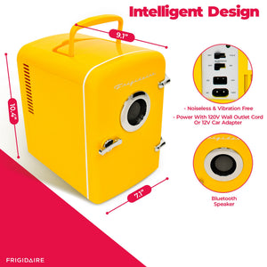 Frigidaire Built-in Bluetooth Speaker 0.3-cu ft Mini Fridge ( Yellow ) Garage Ready