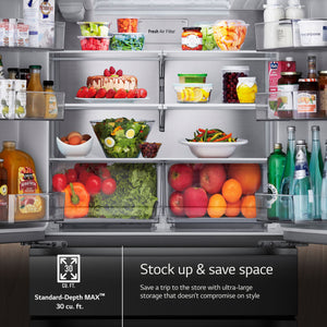 LG Standard-Depth 31.7-cu ft 3 -Door Smart Compatible French Door Refrigerator with Ice Maker with Water Dispenser ( PrintProof Stainless Steel ) ENERGY STAR Certified