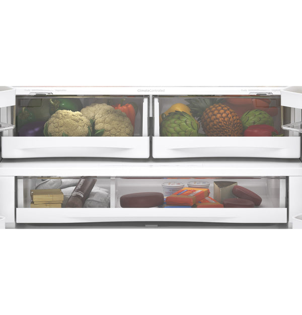 GE Counter-Depth 22.2-cu ft 3 -Door French Door Refrigerator with Ice Maker with Water and Ice Dispenser ( Stainless Steel ) ENERGY STAR Certified