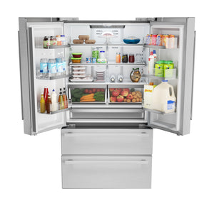 Sharp Counter-Depth 22.5-cu ft 4 -Door French Door Refrigerator with Ice Maker ( Stainless steel ) ENERGY STAR Certified
