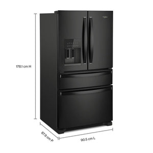 Whirlpool Standard-Depth 24.5-cu ft 4 -Door French Door Refrigerator with Ice Maker with Water and Ice Dispenser ( Black ) ENERGY STAR Certified