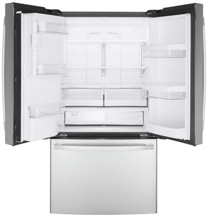 GE Counter-Depth 22.2-cu ft 3 -Door French Door Refrigerator with Ice Maker with Water and Ice Dispenser ( Stainless Steel ) ENERGY STAR Certified