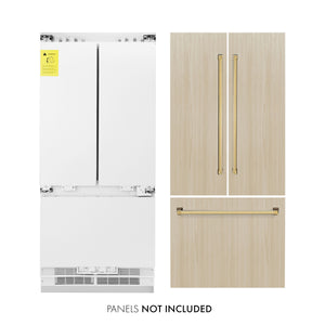ZLINE KITCHEN & BATH Counter-Depth 19.6-cu ft 3 -Door Built-In French Door Refrigerator with Ice Maker with Water and Ice Dispenser ( Panel-Ready ) ENERGY STAR Certified