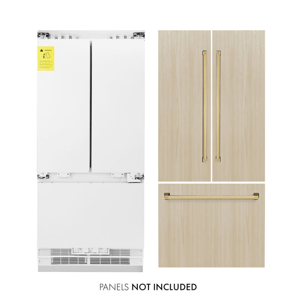 ZLINE KITCHEN & BATH Counter-Depth 19.6-cu ft 3 -Door Built-In French Door Refrigerator with Ice Maker with Water and Ice Dispenser ( Panel-Ready ) ENERGY STAR Certified