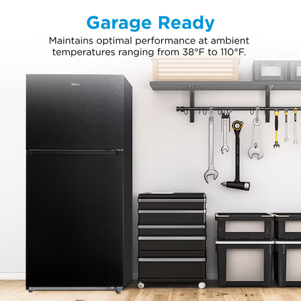 Midea Fingerprint Resistant 20.5-cu ft Top-Freezer Refrigerator ( Black ) Garage Ready ENERGY STAR Certified