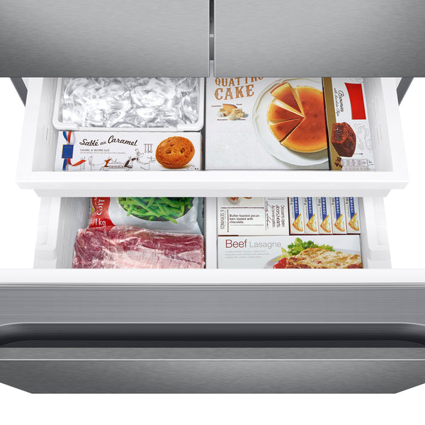 Samsung Standard-Depth 22-cu ft 3 -Door Smart Compatible French Door Refrigerator with Ice Maker with Water Dispenser ( Fingerprint Resistant Stainless Steel ) ENERGY STAR Certified