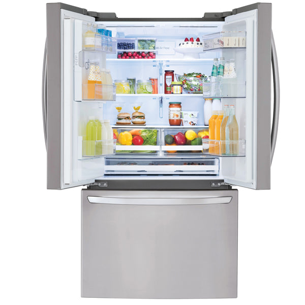 LG Standard-Depth 27.7-cu ft 3 -Door Smart Compatible French Door Refrigerator with Ice Maker with Water and Ice Dispenser ( Printproof Stainless Steel ) ENERGY STAR Certified