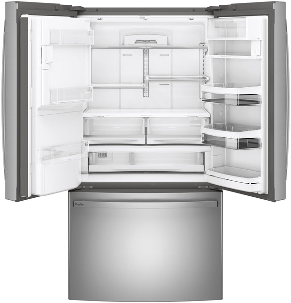 GE Profile Counter-Depth 22.2-cu ft 3 -Door French Door Refrigerator with Ice Maker with Water and Ice Dispenser ( Stainless Steel ) ENERGY STAR Certified