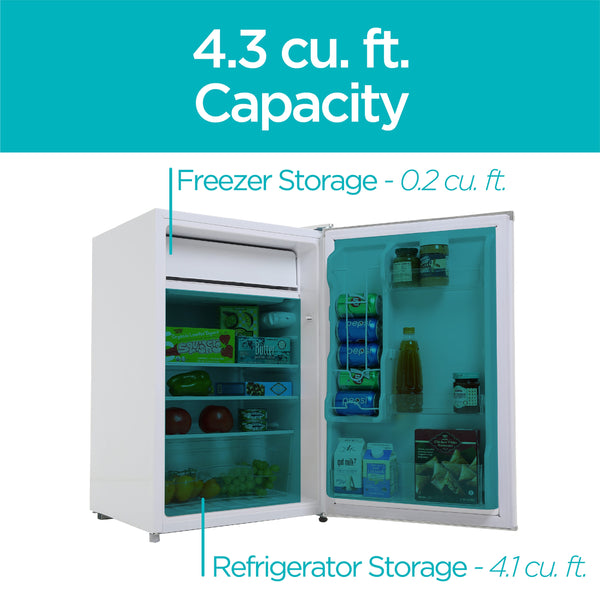 BLACK+DECKER 4.3-cu ft Mini Fridge with Freezer ( White ) Garage Ready ENERGY STAR