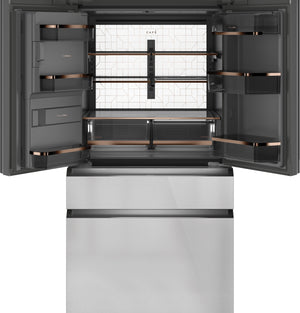 Cafe Counter-Depth 22.3-cu ft 4 -Door Smart Compatible French Door Refrigerator with Ice Maker with Water and Ice Dispenser ( Platinum Glass ) ENERGY STAR Certified