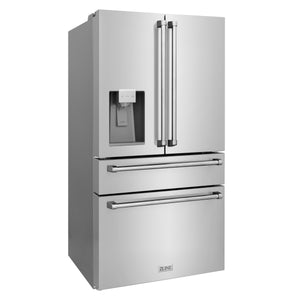 ZLINE KITCHEN & BATH Counter-Depth 21.6-cu ft 4 -Door French Door Refrigerator with Ice Maker with Water Dispenser ( Fingerprint Resistant Stainless Steel ) ENERGY STAR Certified