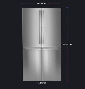 GE Profile Standard-Depth 28.3-cu ft 4 -Door Smart Compatible French Door Refrigerator with Ice Maker with Water Dispenser ( Stainless Steel ) ENERGY STAR Certified