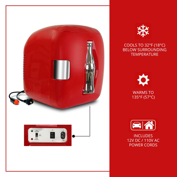 Coca-Cola Heritage 12 Can Portable 7.9L Cooler/Warmer 0.27-cu ft ( Red, Silver )