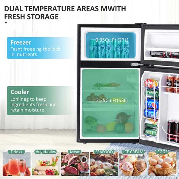 GZMR 3.2 cu ft Compact Stainless Steel Refrigerator 3.2-cu ft with Freezer ( Black )
