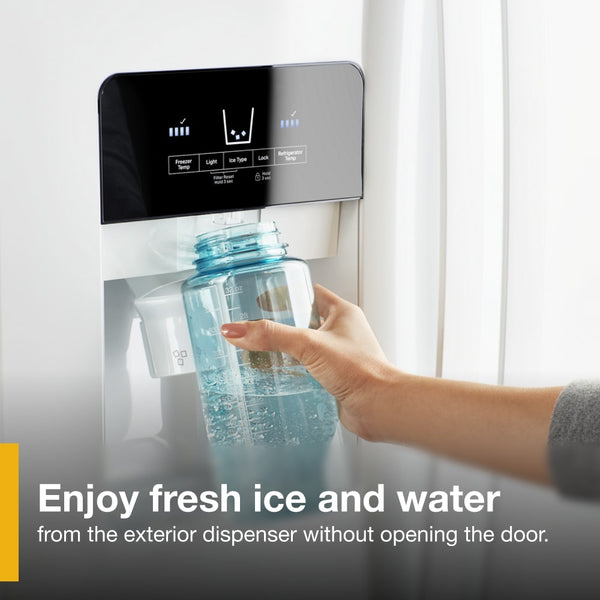 Whirlpool In-Door Can Caddy 21.4-cu ft Side-by-Side Refrigerator with Ice Maker ,Water and Ice Dispenser ( White )