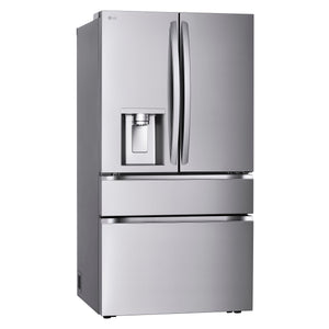 LG Standard-Depth 28.6-cu ft 4 -Door Smart Compatible French Door Refrigerator with Dual Ice Maker with Water and Ice Dispenser ( PrintProof Stainless Steel ) ENERGY STAR Certified