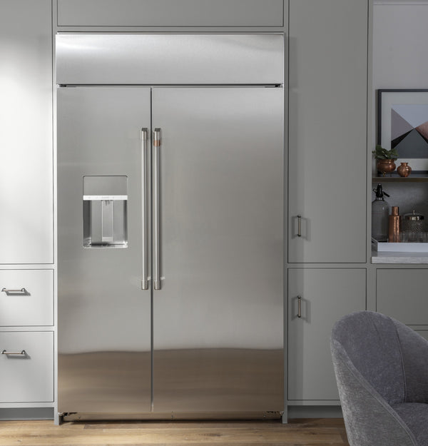 Cafe 24.5-cu ft Counter-Depth Side-by-Side Refrigerator Built-In Smart Compatible with Ice Maker ,Water and Ice Dispenser ( Stainless Steel )