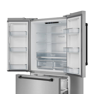 Thor Kitchen Counter-Depth Gordon Ramsay Series 20.3-cu ft 3 -Door French Door Refrigerator with Ice Maker with Ice Dispenser ( Stainless Steel with Black Accents ) ENERGY STAR Certified