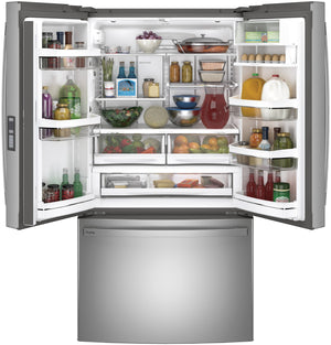 GE Profile Counter-Depth 23.1-cu ft 3 -Door French Door Refrigerator with Ice Maker with Water Dispenser ( Stainless Steel ) ENERGY STAR Certified