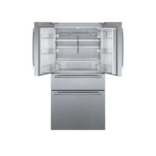 Bosch Counter-Depth 800 Series 21-cu ft 4 -Door French Door Refrigerator with Ice Maker ( Stainless steel ) ENERGY STAR Certified