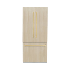 ZLINE KITCHEN & BATH Counter-Depth 19.6-cu ft 3 -Door Built-In French Door Refrigerator with Ice Maker with Water and Ice Dispenser ( Panel-Ready ) ENERGY STAR Certified