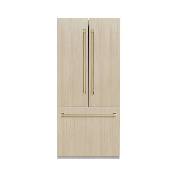 ZLINE KITCHEN & BATH Counter-Depth 19.6-cu ft 3 -Door Built-In French Door Refrigerator with Ice Maker with Water and Ice Dispenser ( Panel-Ready ) ENERGY STAR Certified
