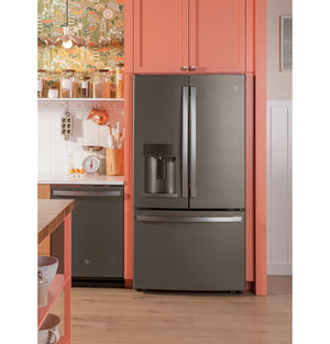 GE Standard-Depth 27.8-cu ft 3 -Door French Door Refrigerator with Ice Maker with Water and Ice Dispenser ( Slate ) ENERGY STAR Certified