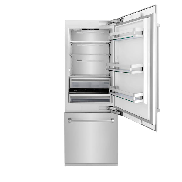 ZLINE KITCHEN & BATH Built-In 16.1-cu ft Counter-Depth Built-In Bottom-Freezer Refrigerator with Ice Maker ( Stainless Steel ) ENERGY STAR Certified