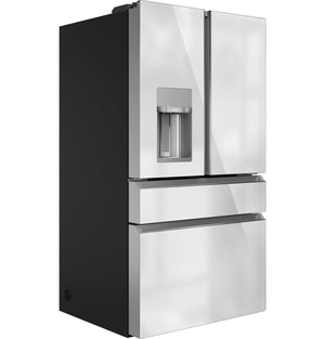 Cafe Standard-Depth Modern Glass 27.8-cu ft 4 -Door Smart Compatible French Door Refrigerator with Ice Maker with Water and Ice Dispenser ( Platinum Glass ) ENERGY STAR Certified