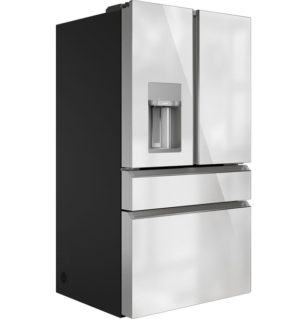 Cafe Standard-Depth Modern Glass 27.8-cu ft 4 -Door Smart Compatible French Door Refrigerator with Ice Maker with Water and Ice Dispenser ( Platinum Glass ) ENERGY STAR Certified