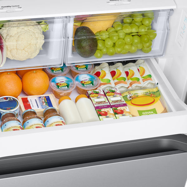 Samsung Standard-Depth 22-cu ft 3 -Door Smart Compatible French Door Refrigerator with Ice Maker with Water Dispenser ( Fingerprint Resistant Stainless Steel ) ENERGY STAR Certified