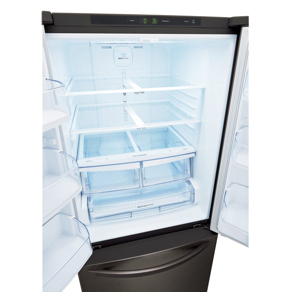 LG Standard-Depth 21.8-cu ft 3 -Door French Door Refrigerator with Ice Maker ( Black stainless steel )