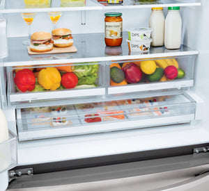 LG Standard-Depth 27.7-cu ft 3 -Door Smart Compatible French Door Refrigerator with Ice Maker with Water and Ice Dispenser ( Printproof Stainless Steel ) ENERGY STAR Certified