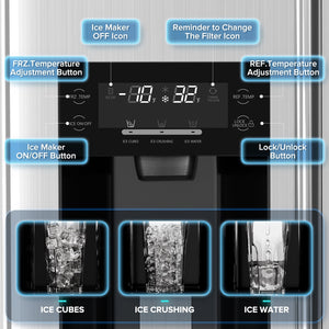 COWSAR 20.01-cu ft Counter-Depth Side-by-Side Refrigerator with Ice Maker ,Water and Ice Dispenser ( Silver )