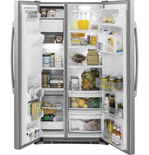 GE 21.9-cu ft Counter-Depth Side-by-Side Refrigerator with Ice Maker ,Water and Ice Dispenser ( Stainless steel )