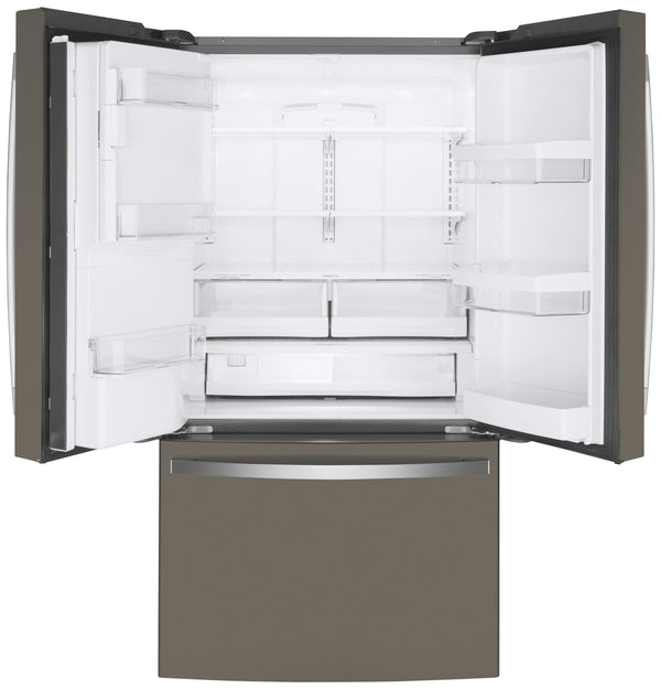 GE Counter-Depth 22.2-cu ft 3 -Door French Door Refrigerator with Ice Maker with Water and Ice Dispenser ( Slate ) ENERGY STAR Certified