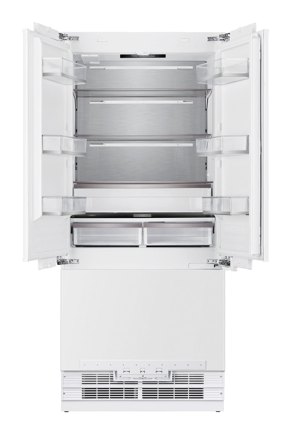 Kucht Counter-Depth 19.8-cu ft 3 -Door Built-In French Door Refrigerator with Ice Maker with Water and Ice Dispenser ( White ) ENERGY STAR Certified