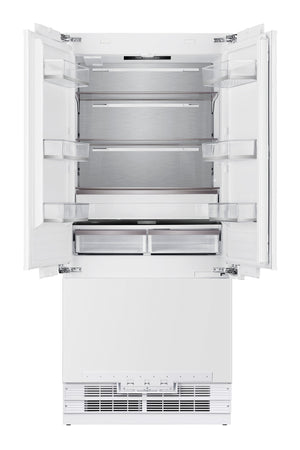 Kucht Counter-Depth 19.8-cu ft 3 -Door Built-In French Door Refrigerator with Ice Maker with Water and Ice Dispenser ( White ) ENERGY STAR Certified