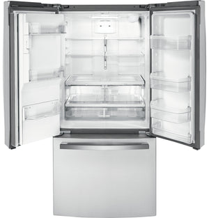 GE Counter-Depth 17.5-cu ft 3 -Door French Door Refrigerator with Ice Maker with Water and Ice Dispenser ( Stainless Steel ) ENERGY STAR Certified
