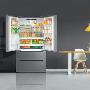 Cosmo Counter-Depth 22.5-cu ft 4 -Door French Door Refrigerator with Ice Maker ( Stainless steel ) ENERGY STAR Certified