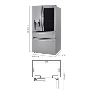 LG Counter-Depth Craft Ice 22.5-cu ft 4.0 -Door Smart Compatible French Door Refrigerator with Dual Ice Maker with Water and Ice Dispenser and Door within Door ( PrintProof Stainless Steel ) ENERGY STAR Certified
