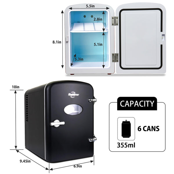 Koolatron 4L Retro Portable 6 can personal cooler 0.14-cu ft Mini Fridge ( Black )